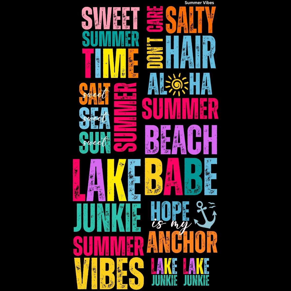 Summer Vibes DTF gangsheet, Summer DTF Bundle, Beach heat transfers