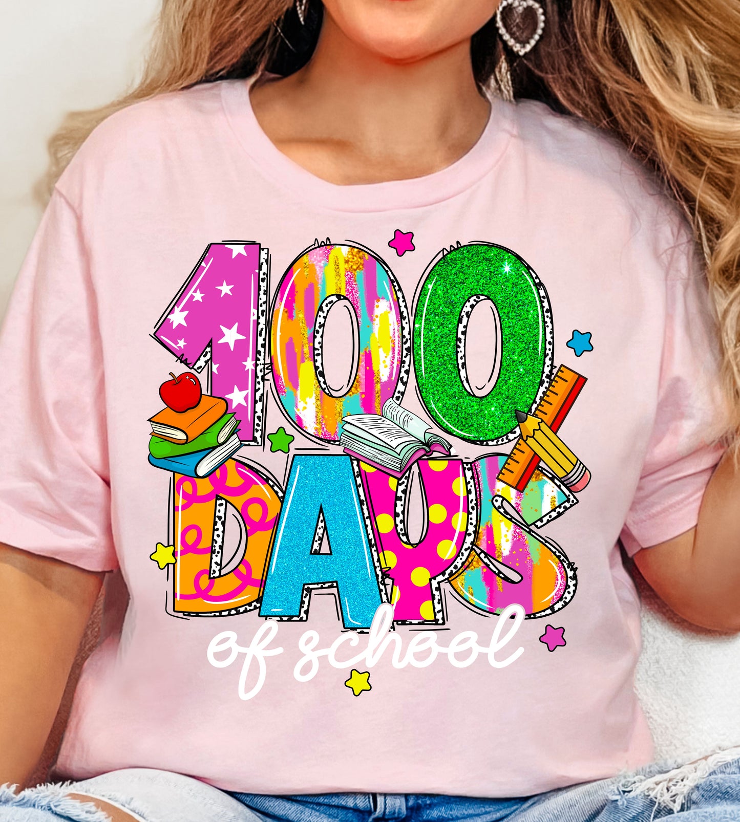 100 Days of School DTF Gangsheet, Premade DTF gangsheet