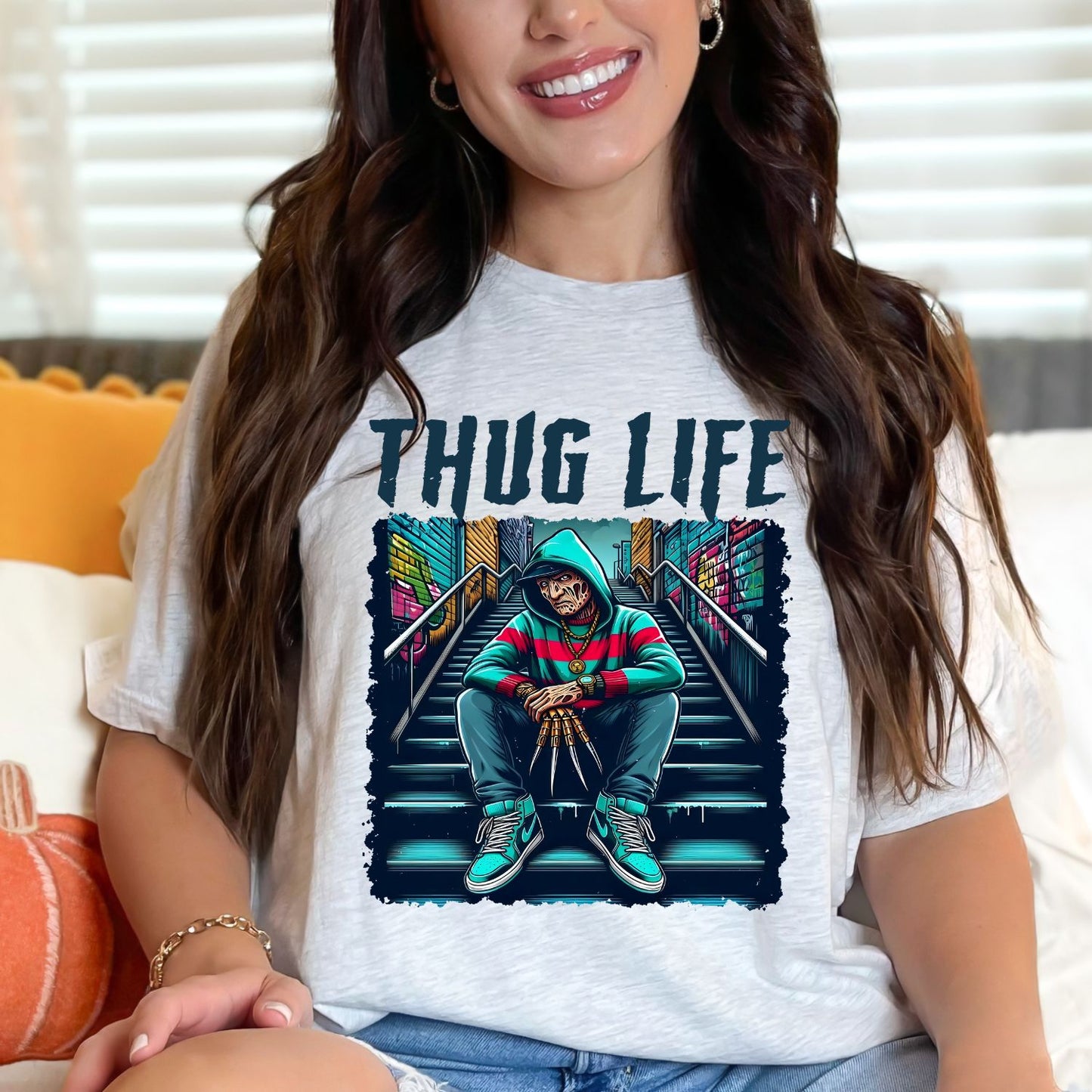 Thug Life Halloween Horror Movie Characters premade DTF gang sheet, Halloween Prints, Halloween Transfers, Killer Halloween transfers