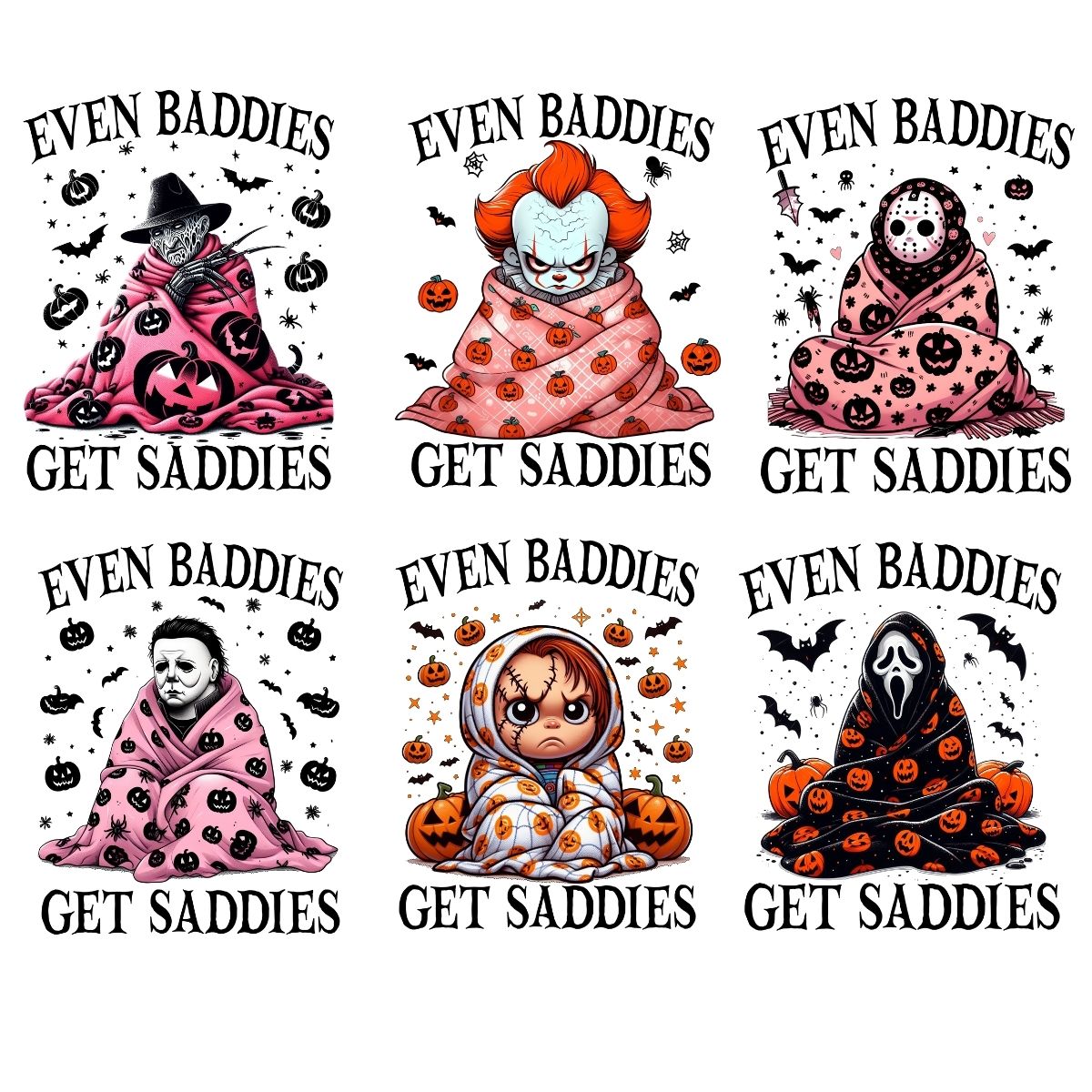 Even Baddies get Saddies mini Halloween premade DTF gang sheet-6 adult prints