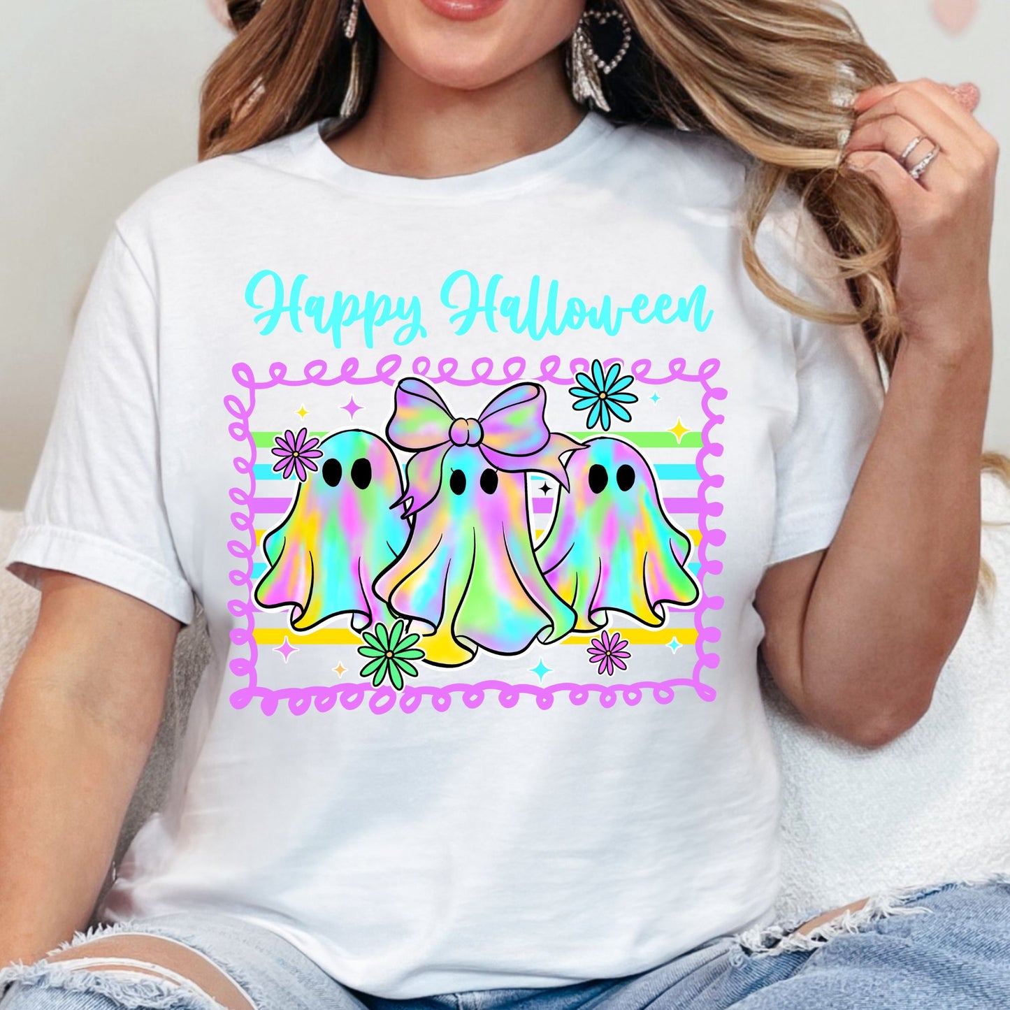 Neon Spooky Halloween Premade Gangsheet 8 Full Size Transfers