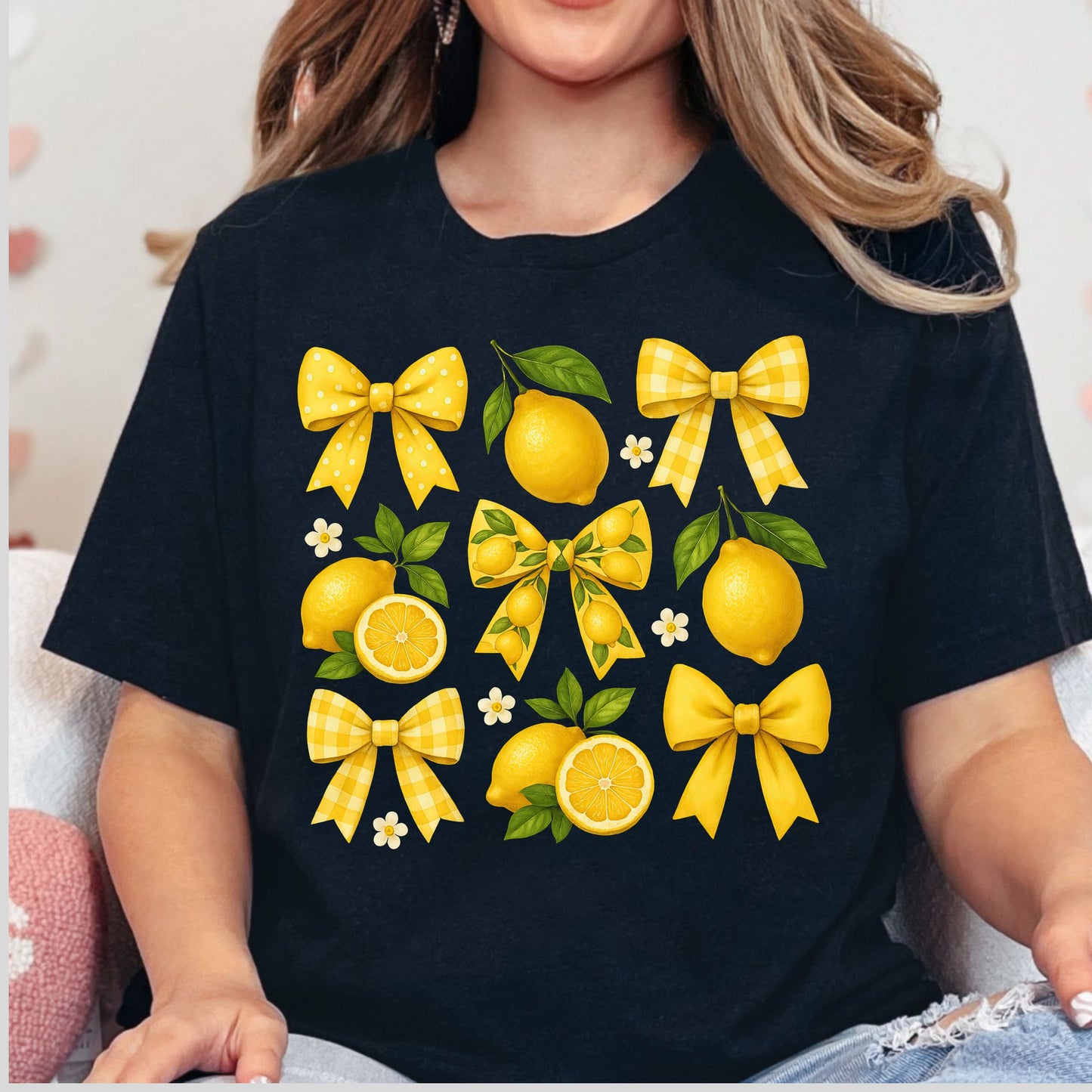 Lemon Squeezy premade DTF gang sheet, summer transfers, Lemon Coquette heat transfer, Lemon squeezy Summer, Preppy Lemon Summer prints