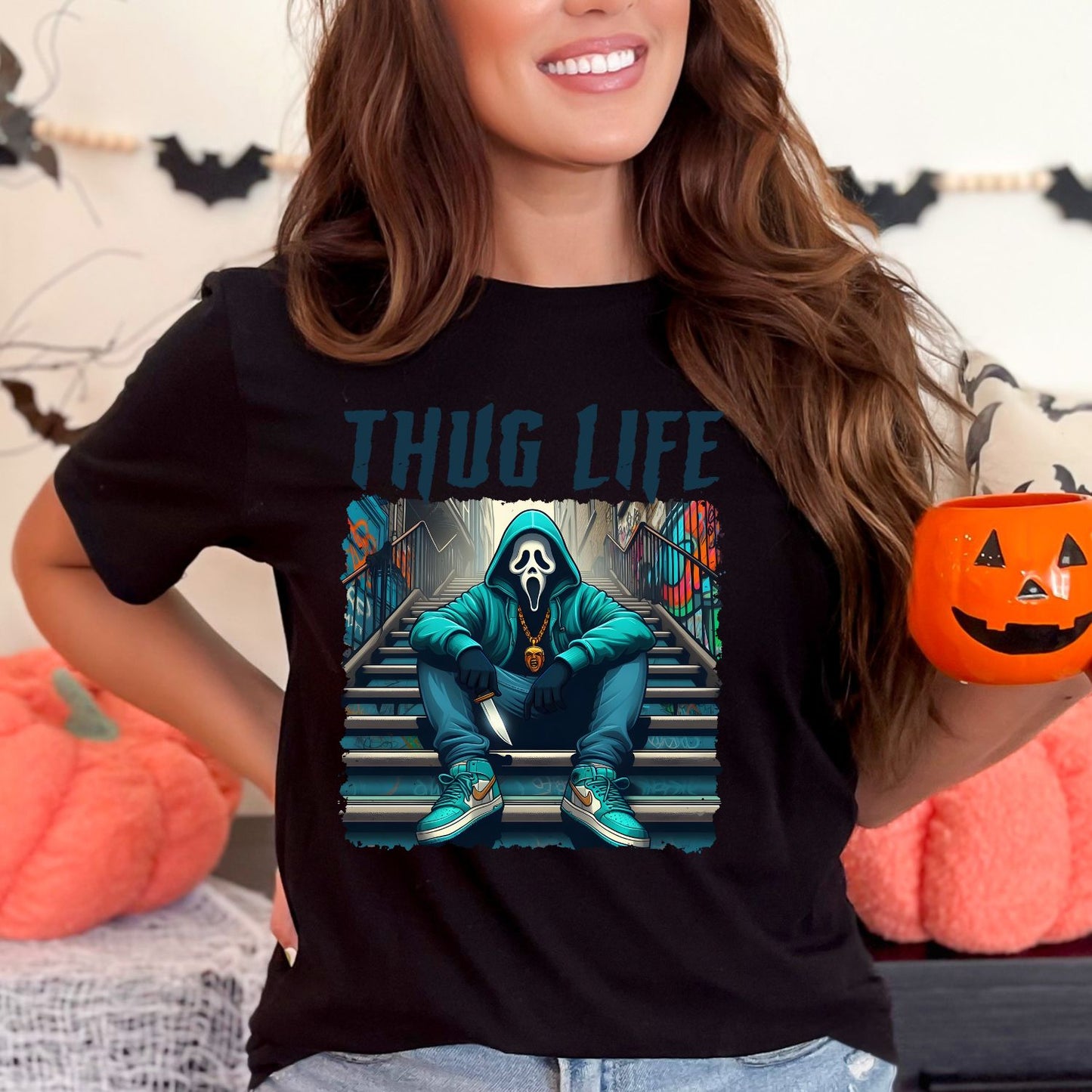 Thug Life Halloween Horror Movie Characters premade DTF gang sheet, Halloween Prints, Halloween Transfers, Killer Halloween transfers