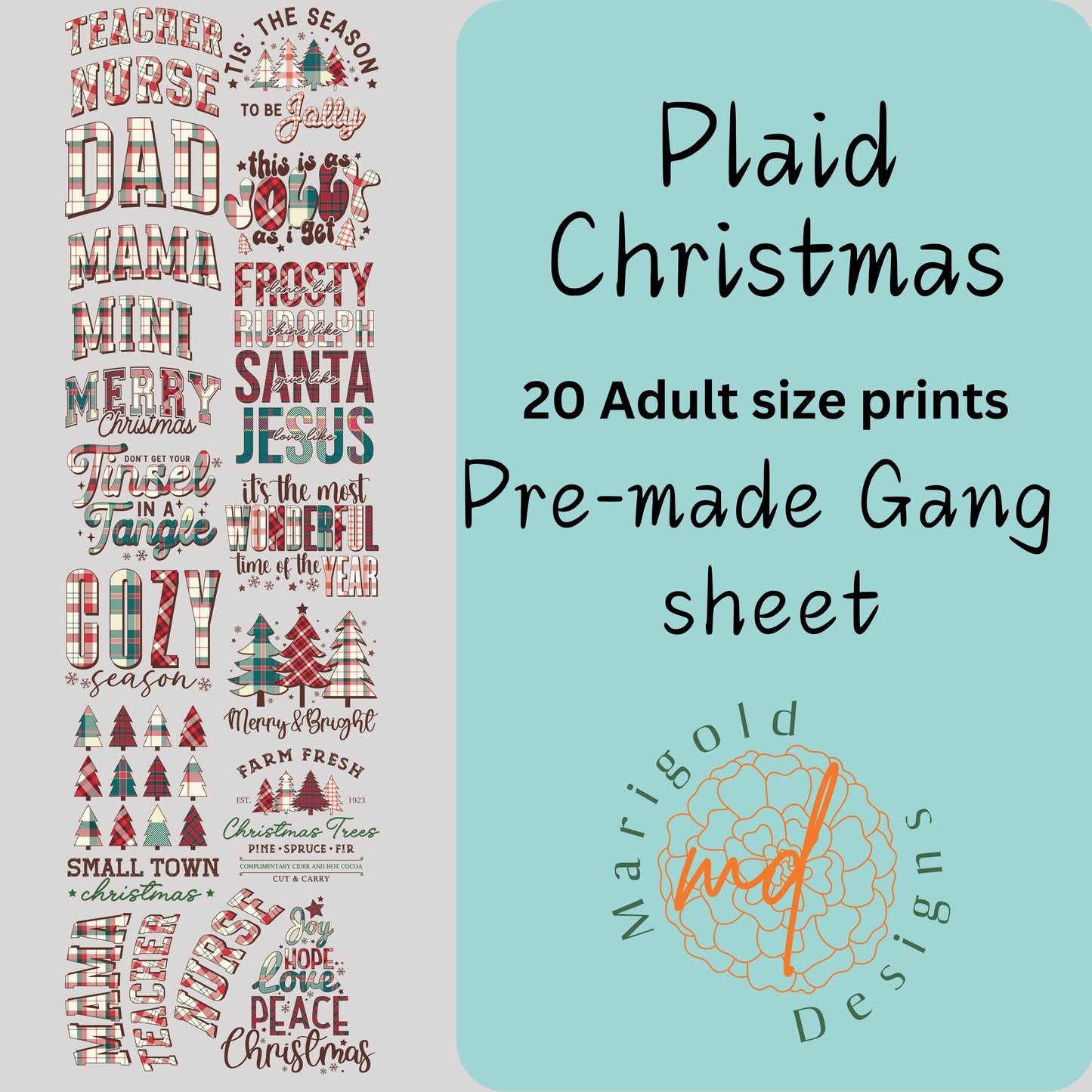 Plaid Christmas Premade Gang Sheet