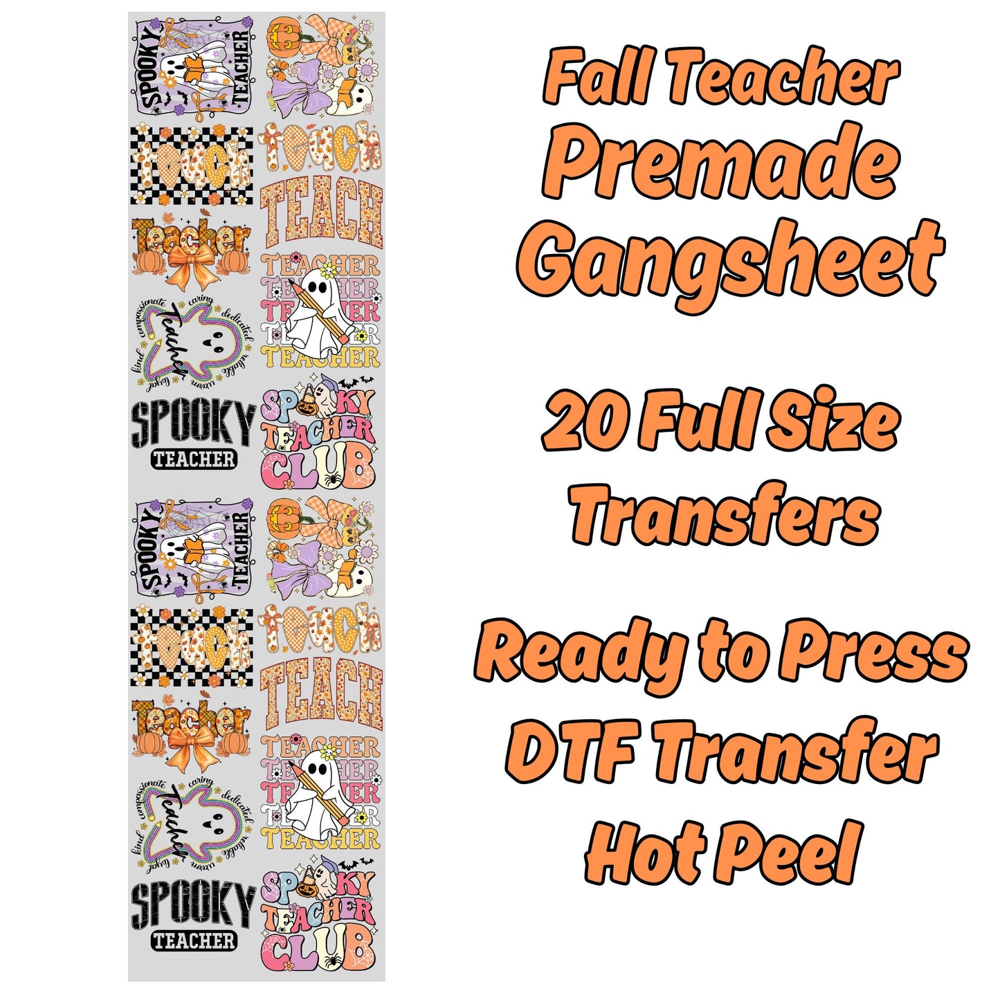 Teacher Fall Premade DTF Gang Sheet-20 Adult Prints