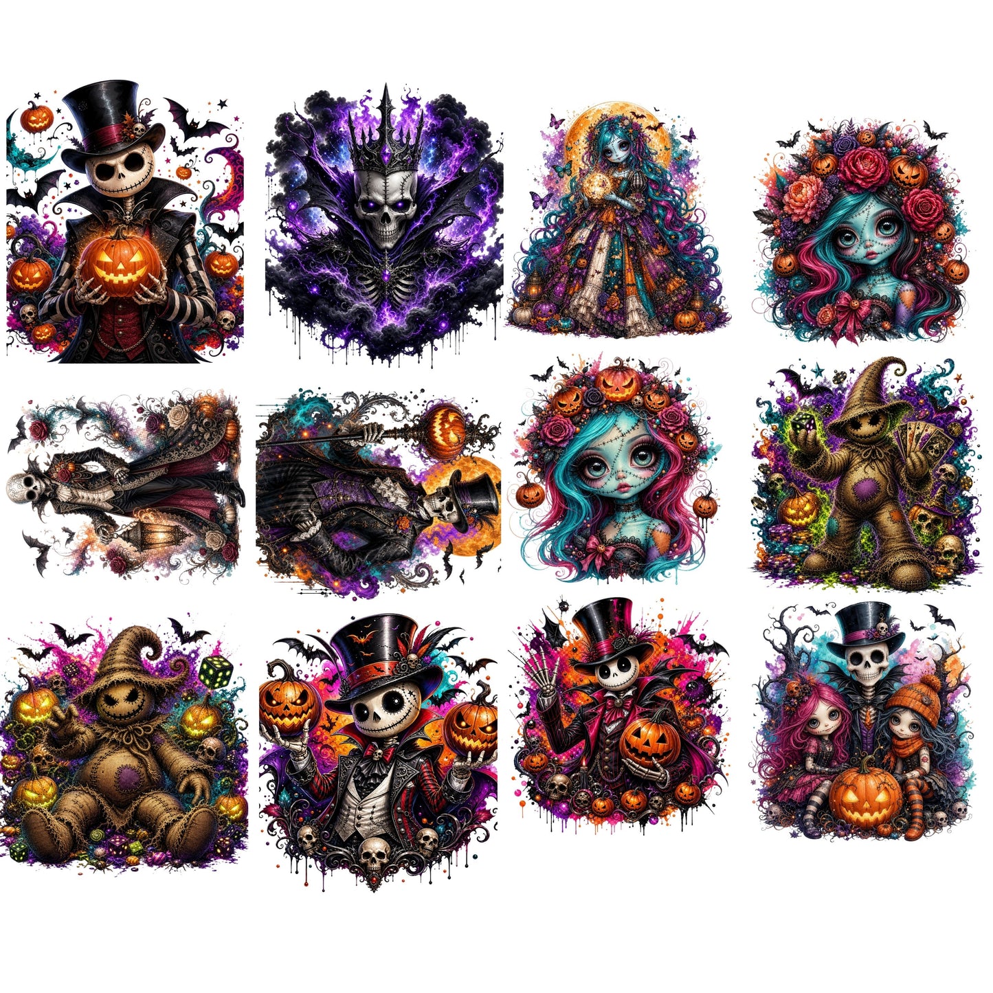 Gothic Halloween premade DTF gang sheet- 12 adult prints
