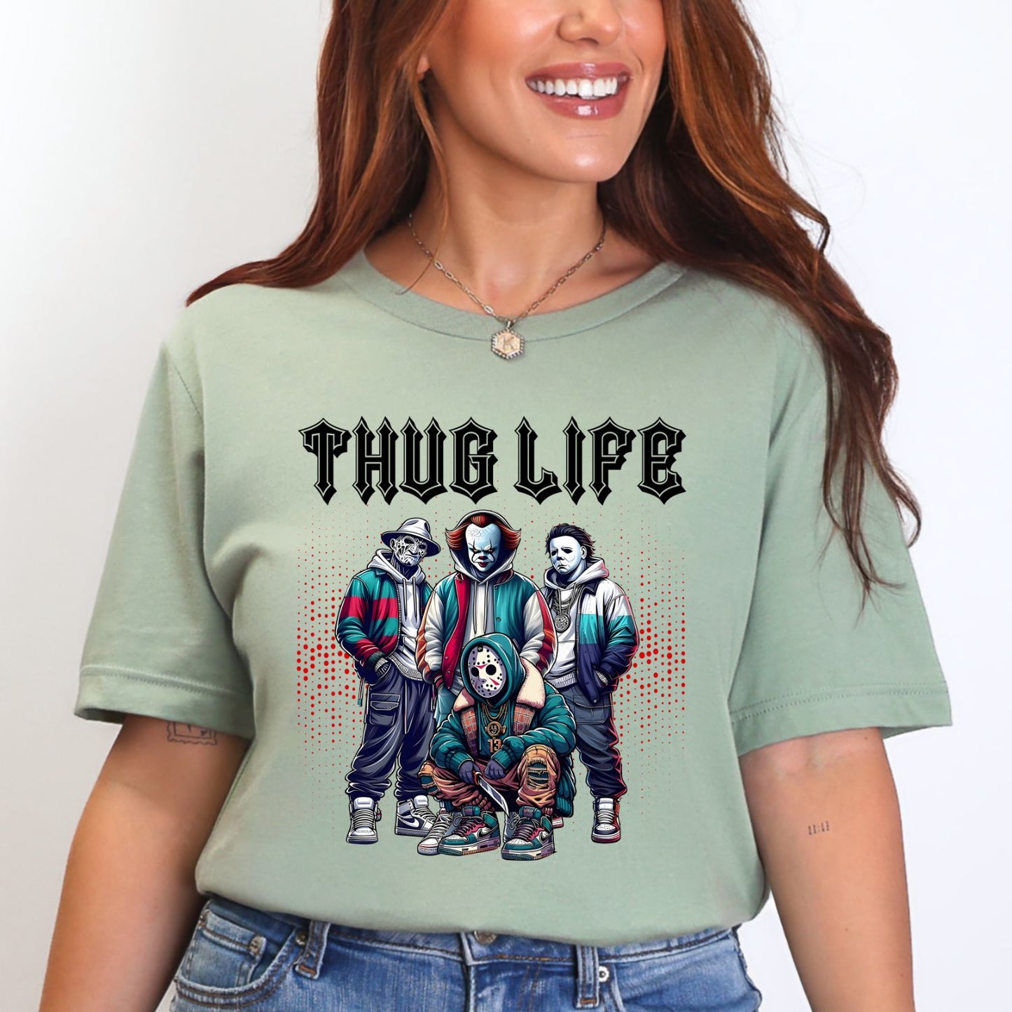 Thug Life Halloween Horror Movie Characters premade DTF gang sheet, Halloween Prints, Halloween Transfers, Killer Halloween transfers