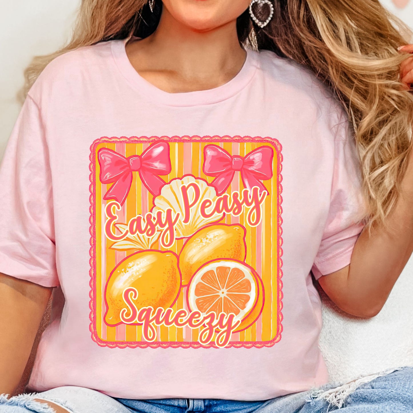 Lemon Squeezy premade DTF gang sheet, summer transfers, Lemon Coquette heat transfer, Lemon squeezy Summer, Preppy Lemon Summer prints