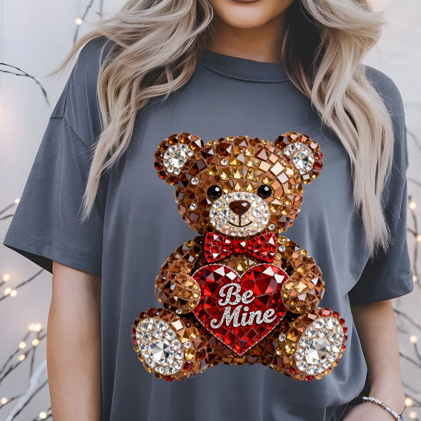 Faux Rhinestone Valentine's Day DTF Premade Gangsheet 6 Full Size Transfers