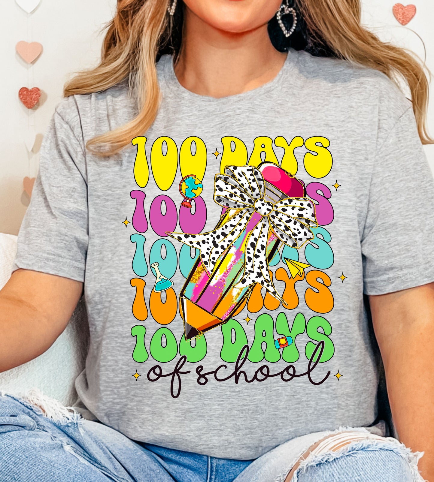 100 Days of School DTF Gangsheet, Premade DTF gangsheet