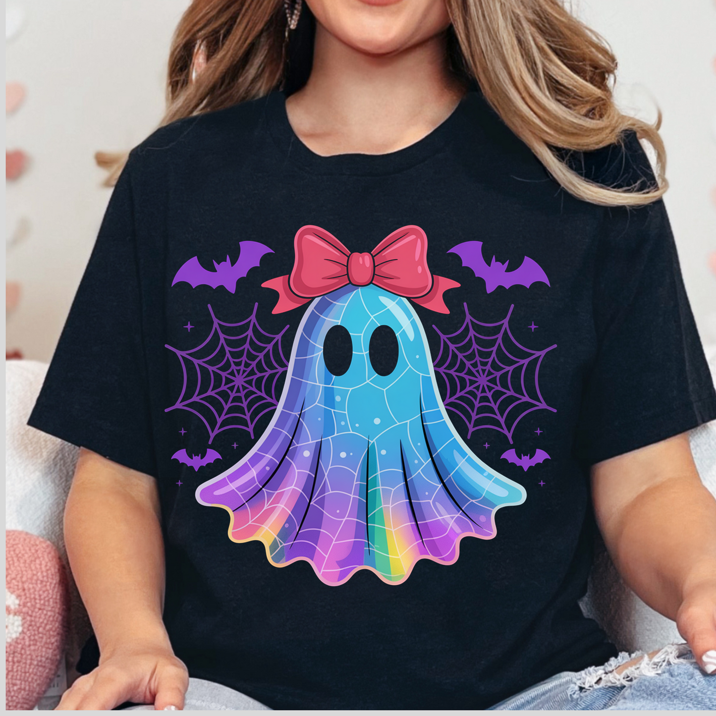 Neon Ghost Spooky Halloween Premade Gangsheet 6 Full Size Transfers