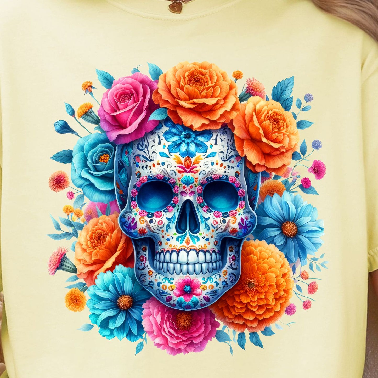 Floral Sugar Skull, Pastel Day of the Dead ArtDay of the Dead, Floral Sugar Skull & La Catrina Art, Day of the Dead, premade DTF gang sheet- 12 adult prints (Copy) (Copy)