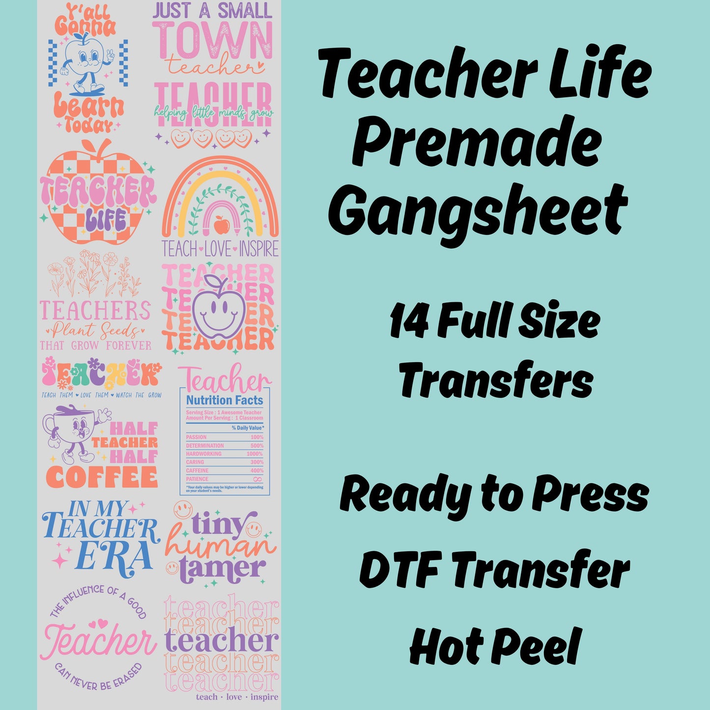 Teacher Life DTF Bundle, Teacher Transfer, Teacher Life, Teach Love Inspire, Teacher heat transfer, Teacher Appreciation Gift, Teacher DTF