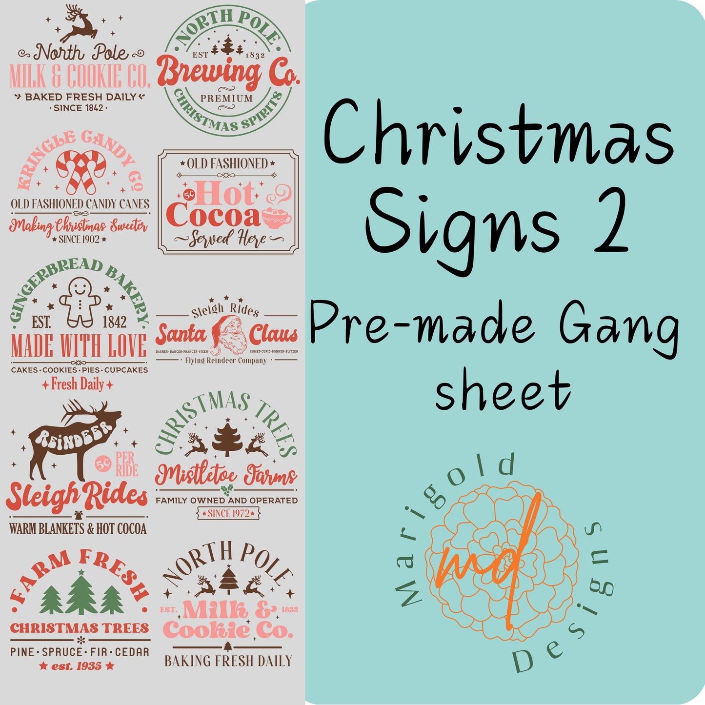 Christmas Signs 2 Premade Gang Sheet
