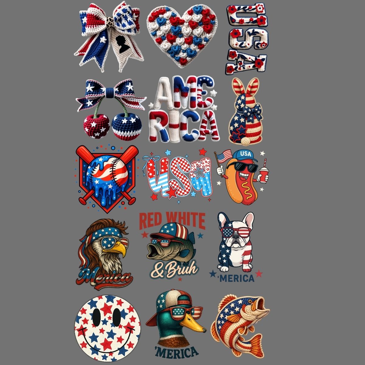 4th of July Youth Premade Gangsheet 15 Youth Size Transfers