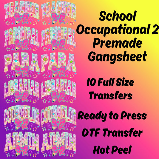 School Occupational 2 Premade Gangsheet 10 Full Size Transfers Ready to Press DTF Transfer Hot Peel for Heat Press Application Halloween Design