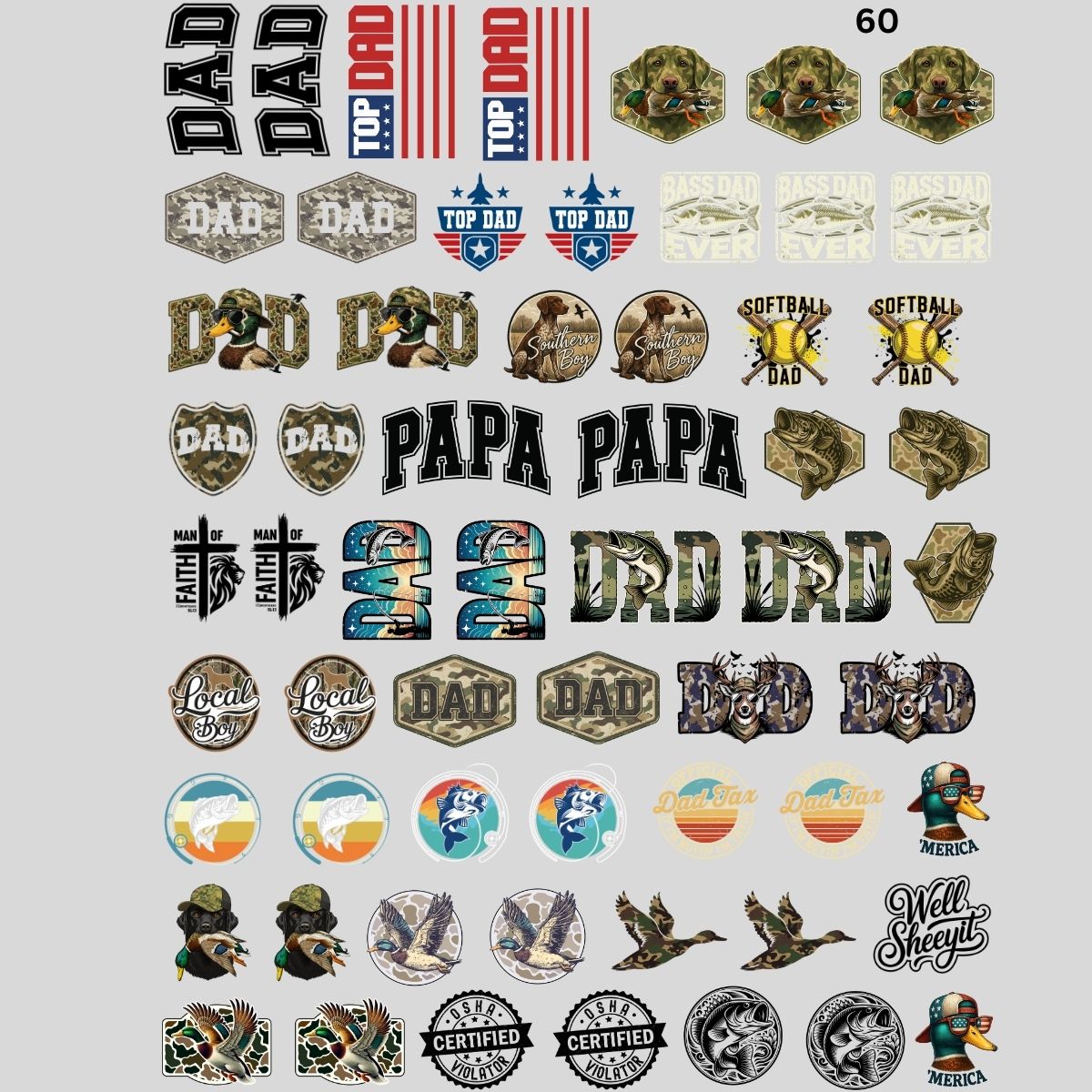Dad Hat DTF 60 Transfers Ready to Press