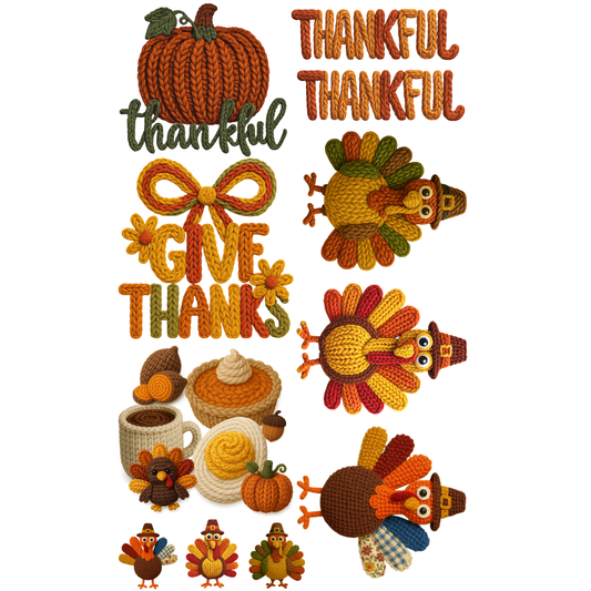 Yarn Thankful Premade Gangsheet- 8 Adult Prints, Thanksgiving gangsheet