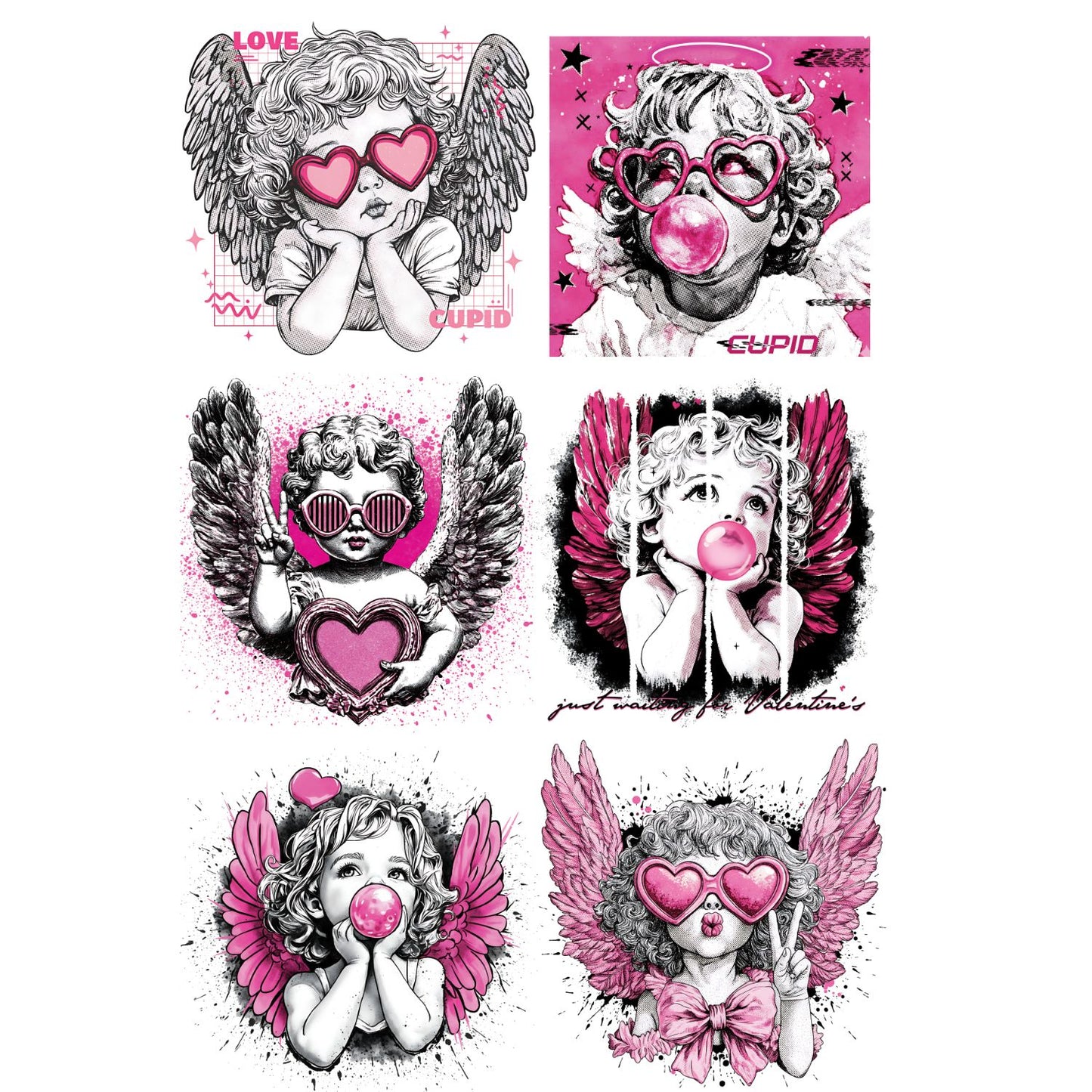 Valentine's Day Cupid DTF Premade Gangsheet 6 Full Size Transfers