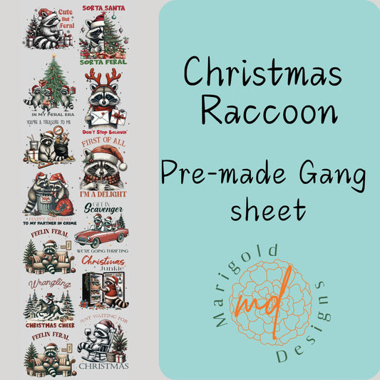 Christmas Raccoon Premade Gang Sheet