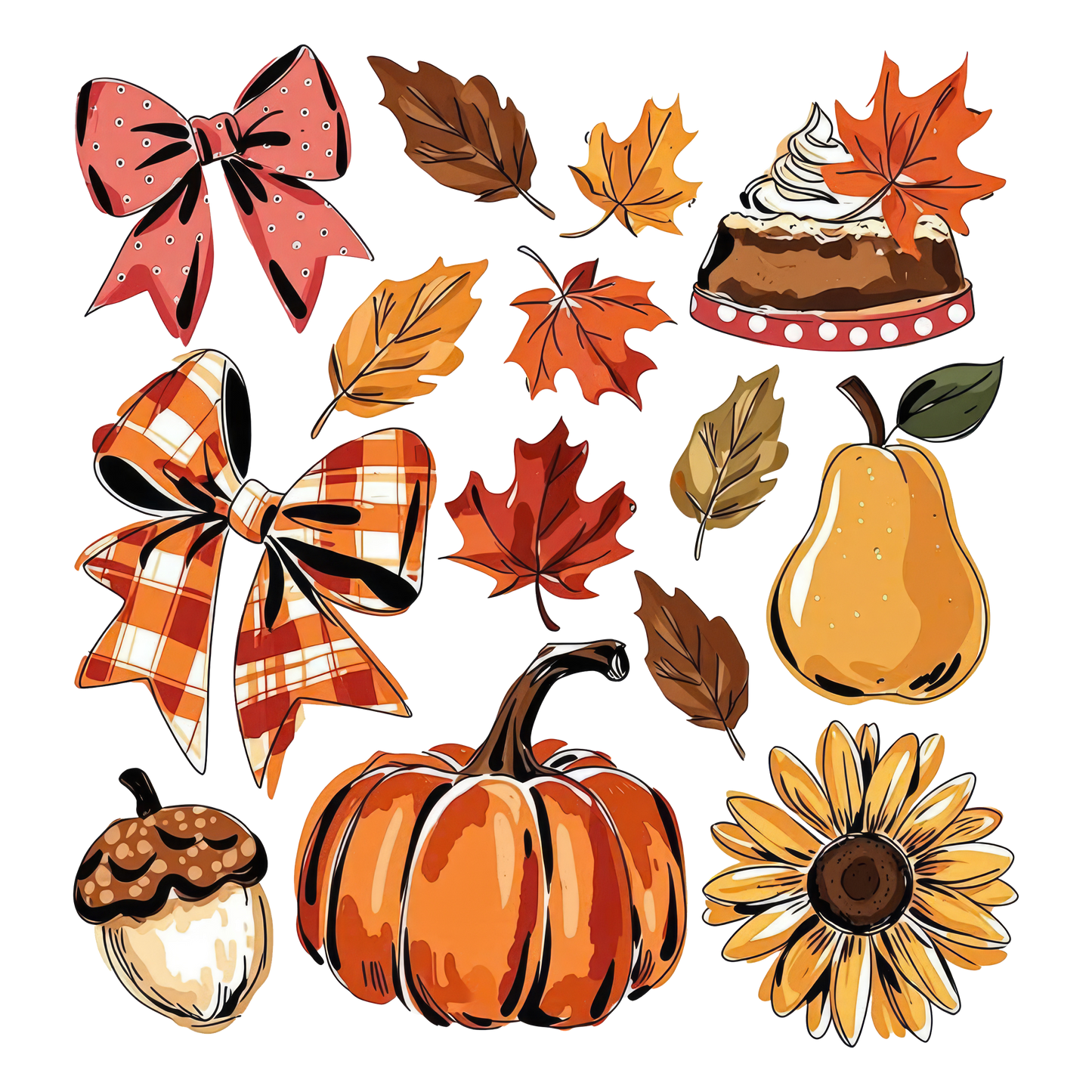 Fall Pumpkin Bows & Leafs