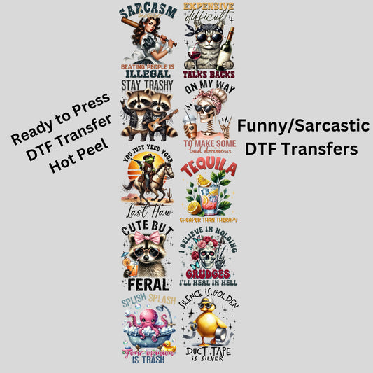 Funny/Sarcastic DTF Gangsheet, Premade DTF gangsheet