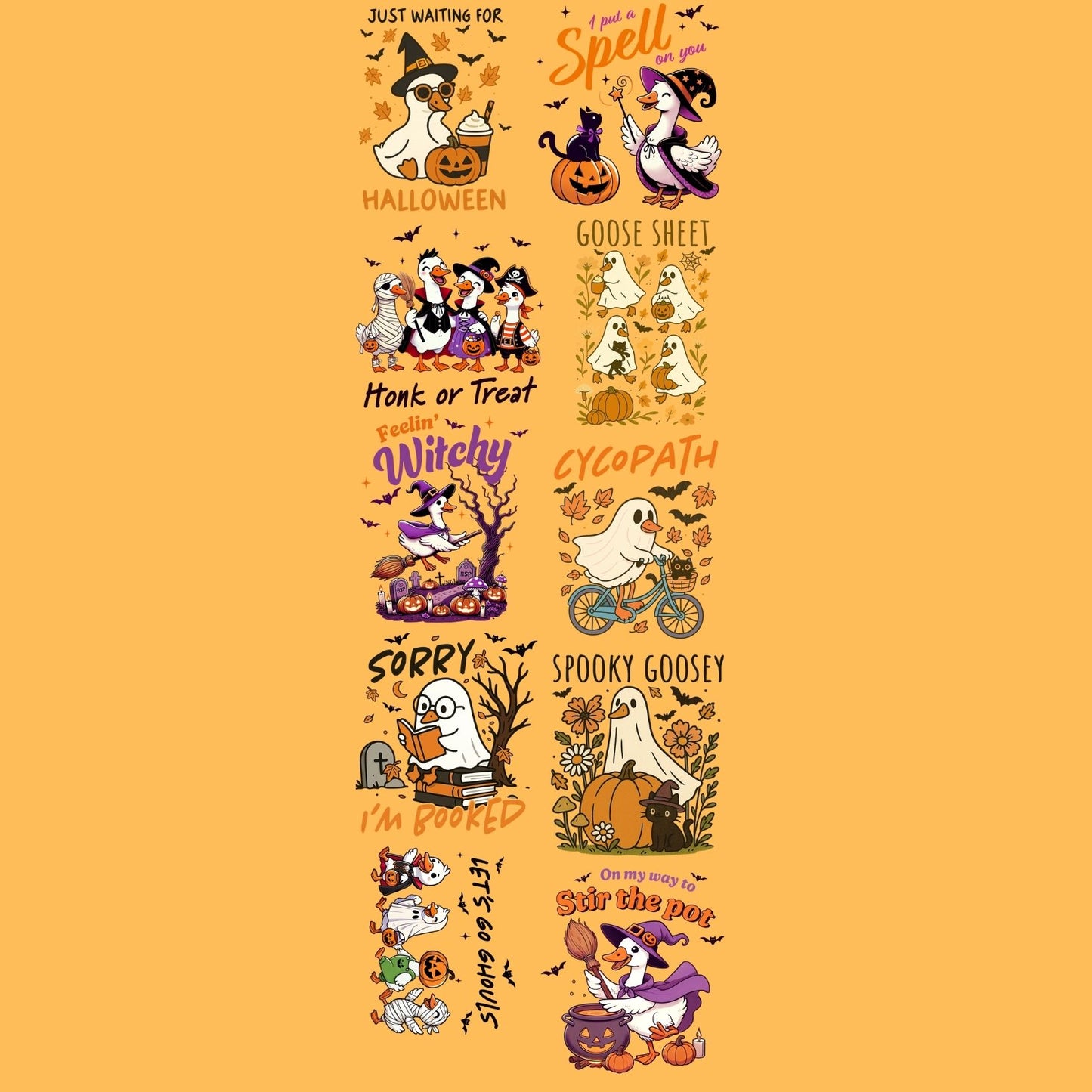 Halloween Spooky Goose premade DTF gang sheet, Halloween Prints, Halloween Transfers, Goose Halloween transfers, Spooky transfers