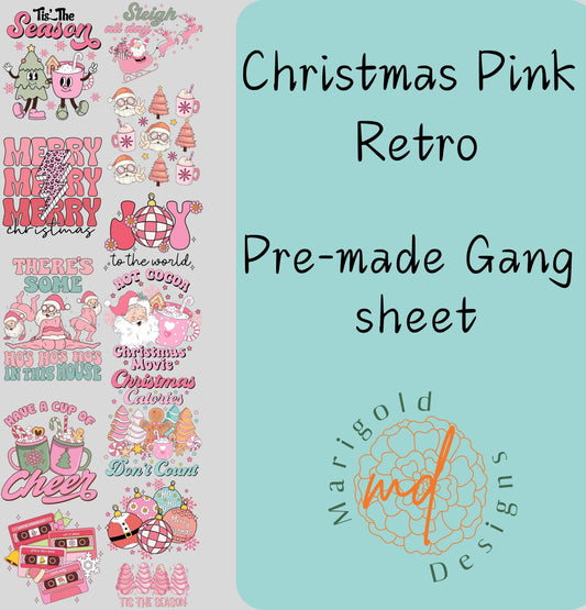 Christmas Pink Retro Premade Gang Sheet