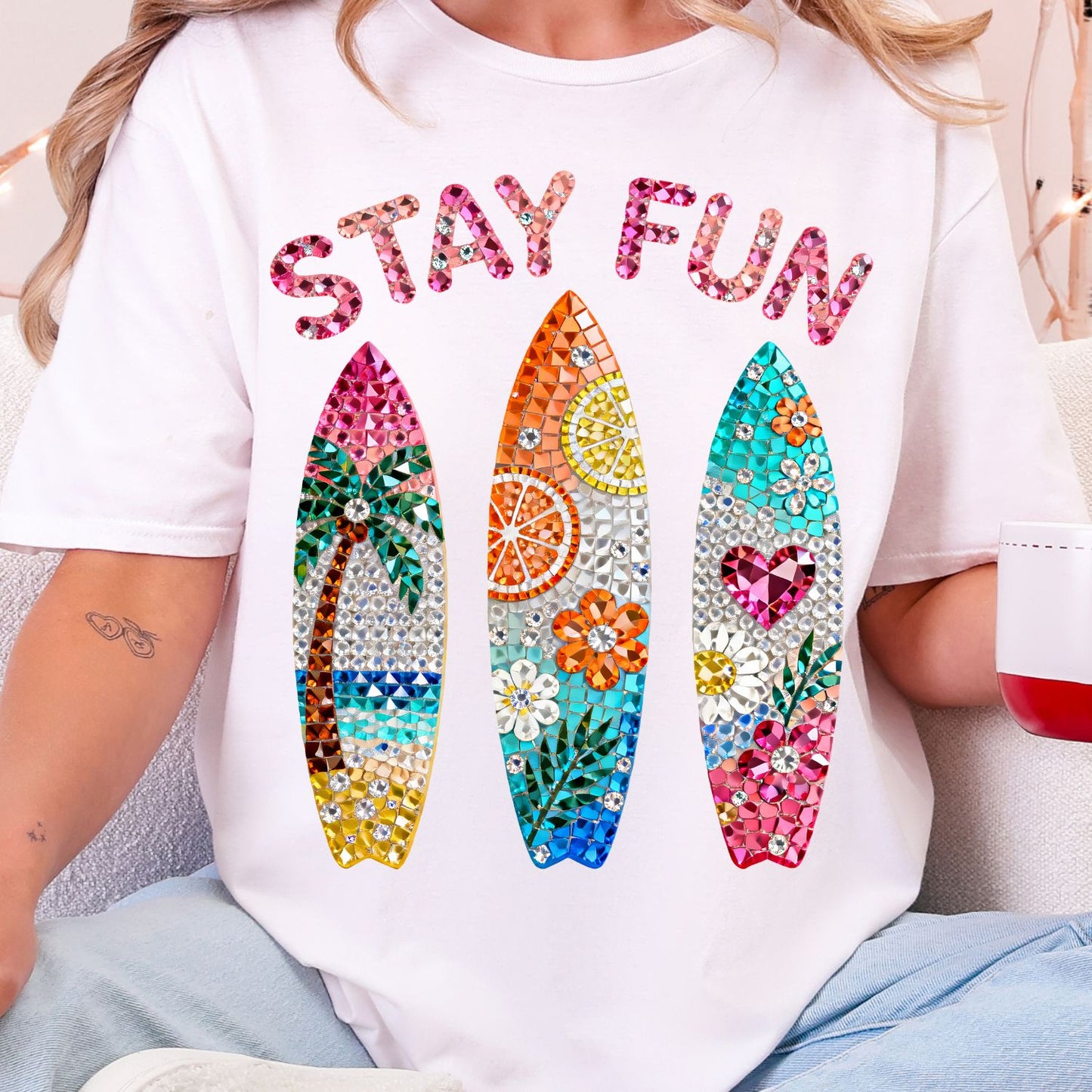 Summer Rhinestone DTF gangsheet, Rhinestone DTF Bundle, Beach heat transfers,