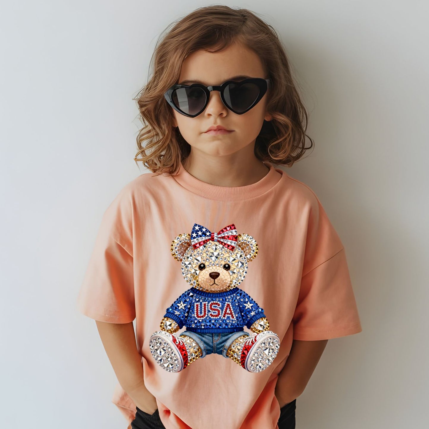 4th Of July Bear Youth premade DTF gang sheet- 12 prints