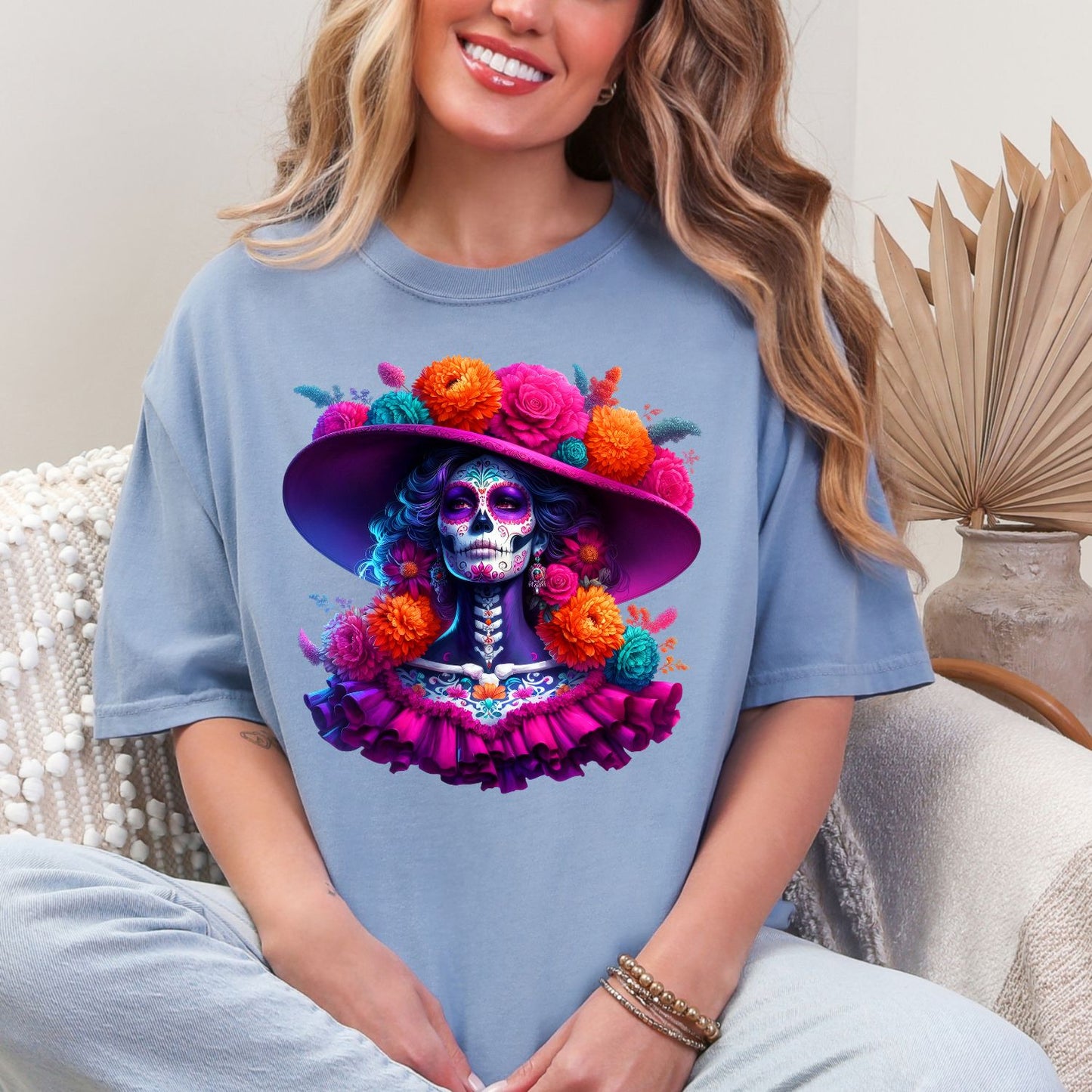 Day of the Dead, Floral Sugar Skull & La Catrina Art, Day of the Dead, premade DTF gang sheet- 12 adult prints (Copy)
