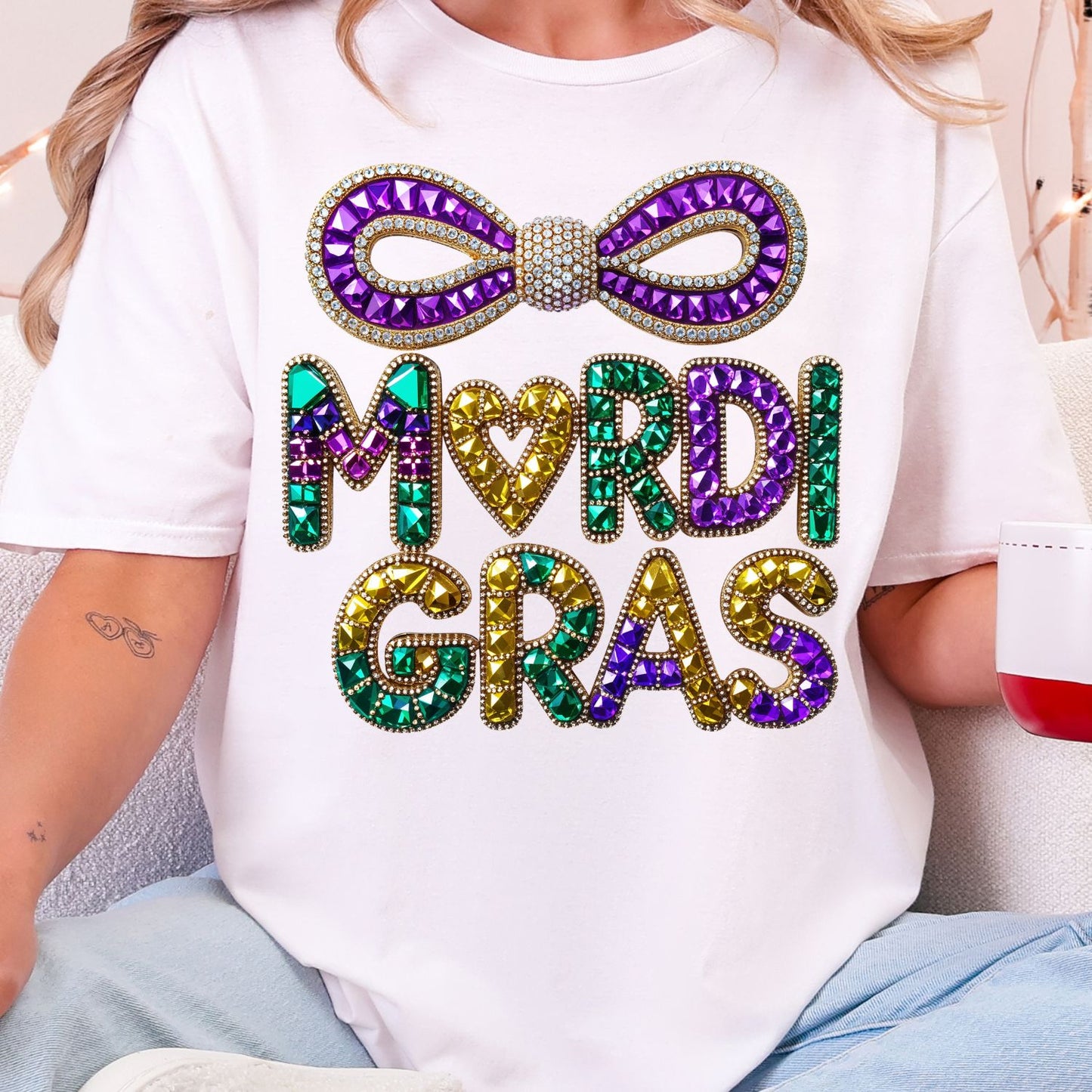 Mardi Gras Rhinestone premade DTF gang sheet-6 adult prints