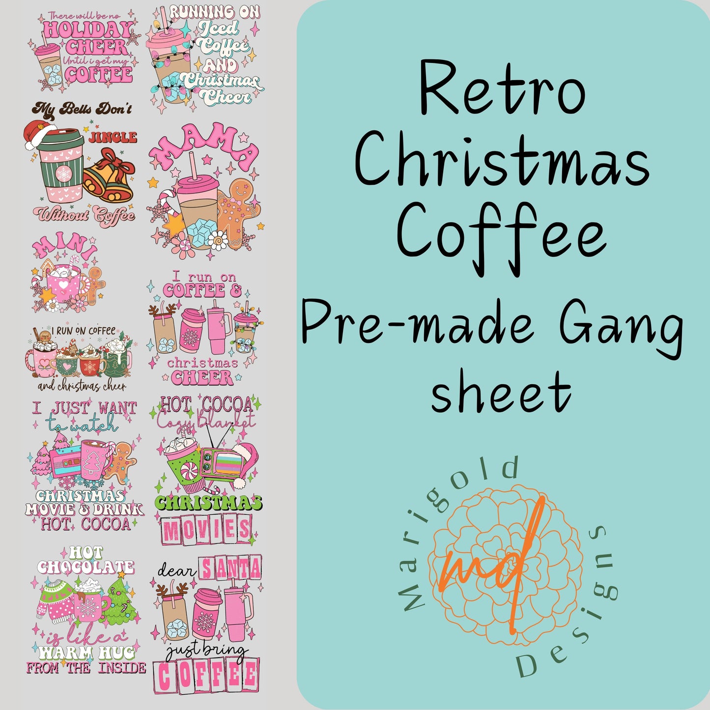 Retro Christmas Coffee Gang Sheet