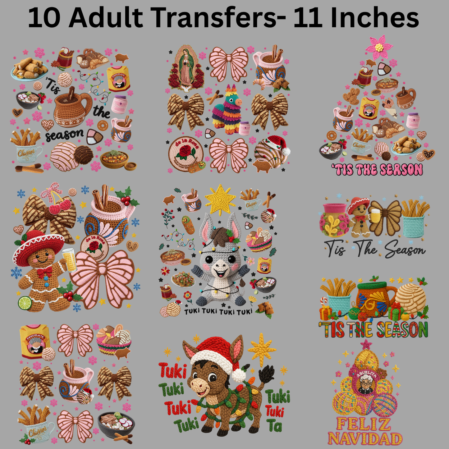 Hispanic Yarn Christmas Premade Gangsheet 10 Full Size Transfers