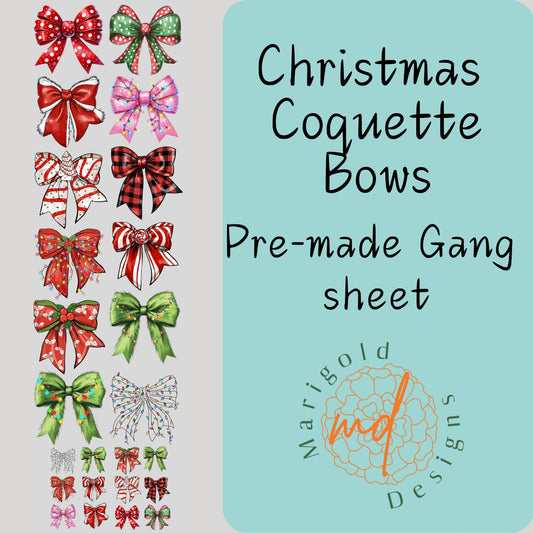 Christmas Coquette Bows Gang Sheet