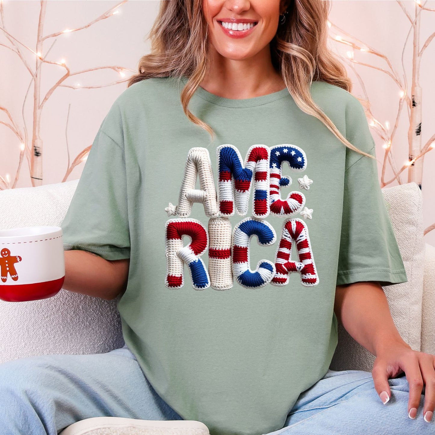 4th of July Yarn Premade Gangsheet 12 Full Size Transfers