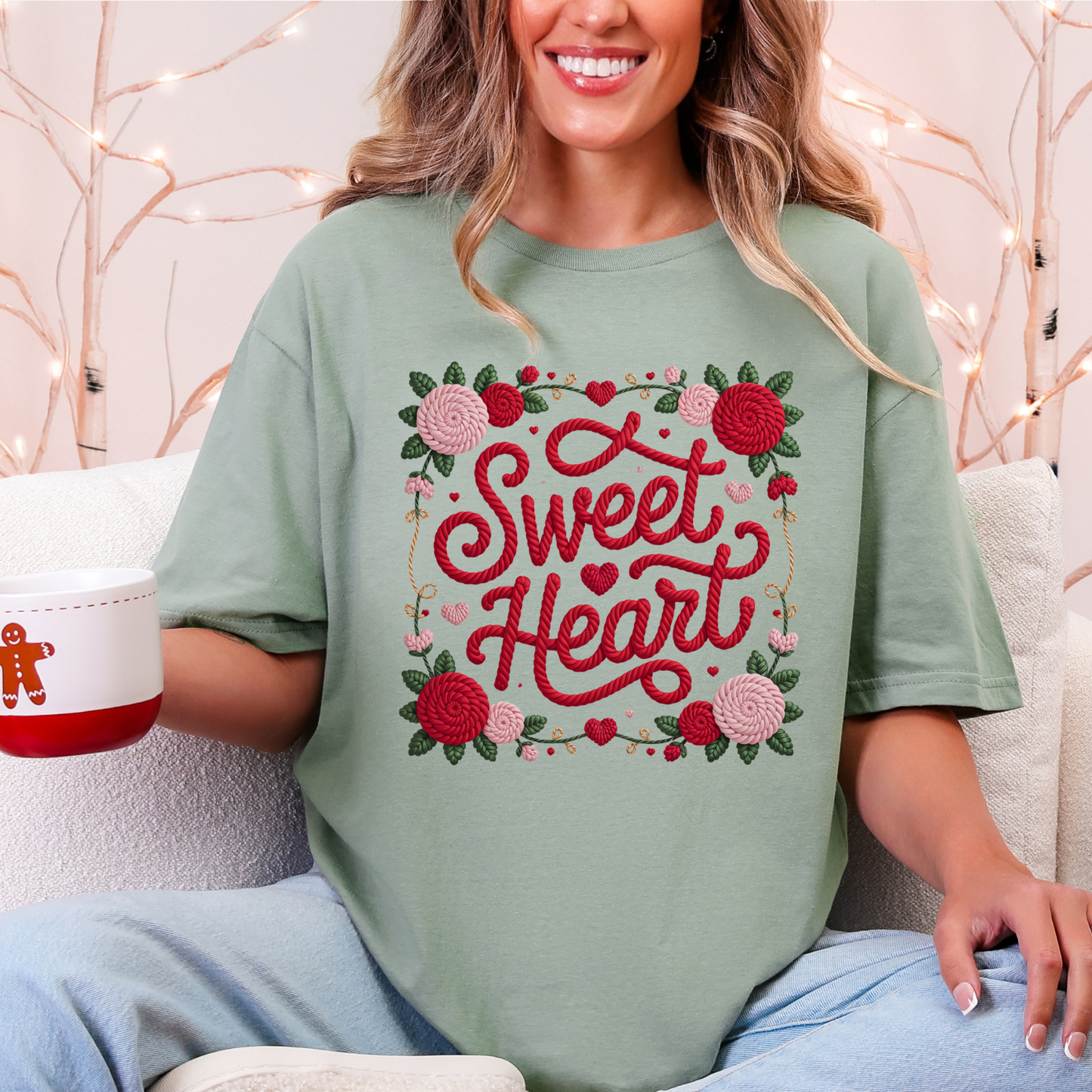 Faux Yarn Valentine Day 5 DTF Premade Gangsheet 6 Full Size Transfers