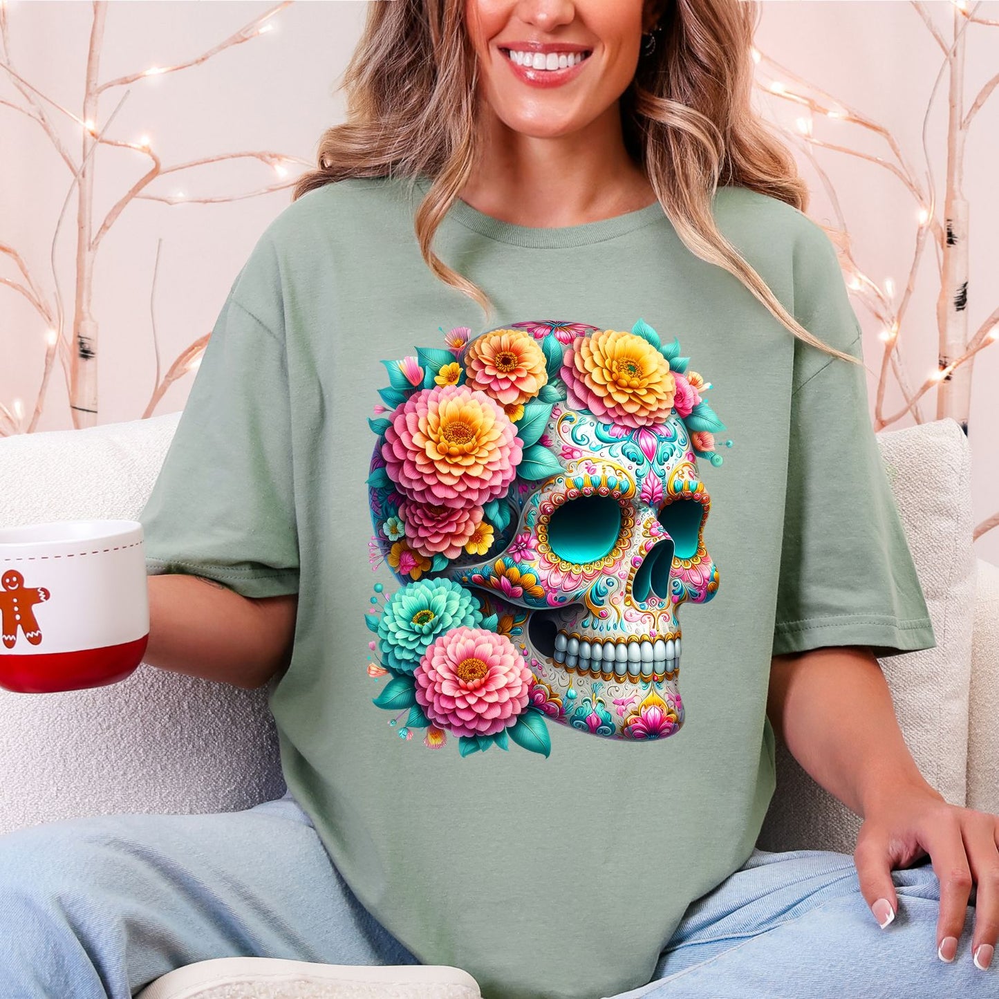 Floral Sugar Skull, Pastel Day of the Dead ArtDay of the Dead, Floral Sugar Skull & La Catrina Art, Day of the Dead, premade DTF gang sheet- 12 adult prints (Copy) (Copy)