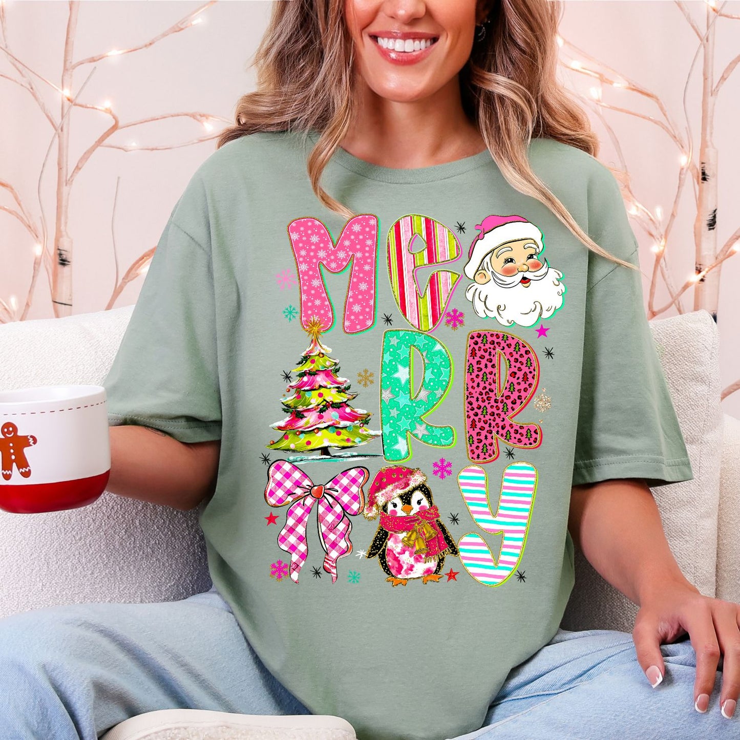 Pink Brushstroke Christmas premade DTF Gangsheet