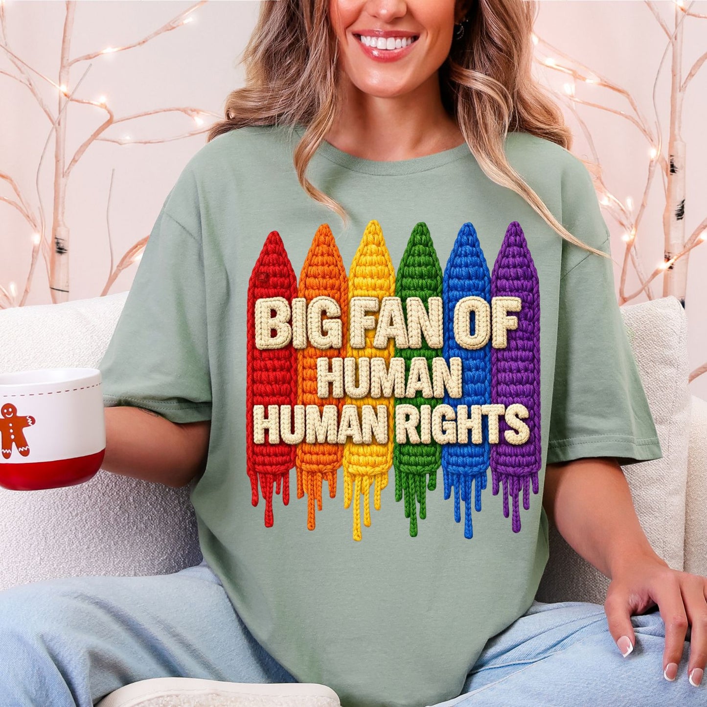 Big Fan Of Human Rights Faux Yarn Transfer
