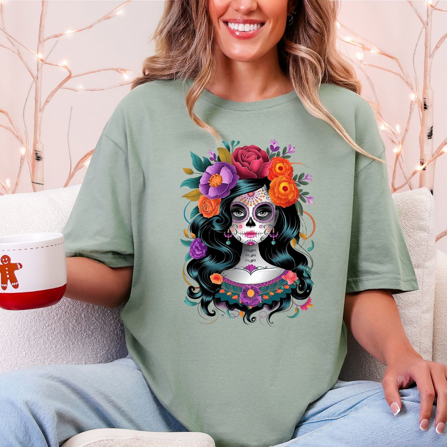De Los Muertos La Catrina, Day of the Dead, premade DTF gang sheet- 12 adult prints