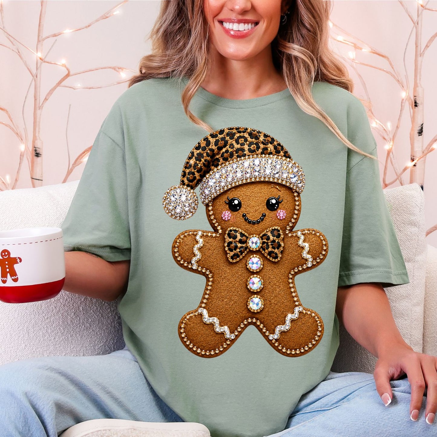 Rhinestone Leopard Christmas premade DTF gangsheet, Leopard Christmas