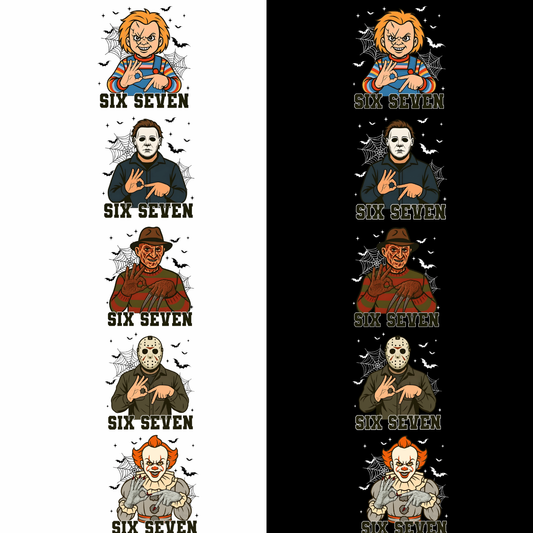 Funny 67 Halloween DTF Bundle, Six Seven Shirt, 6 7 Movie Killers Prints, Six Seven Meme Pumpkin, Spooky Season, 67 Trend Social Media