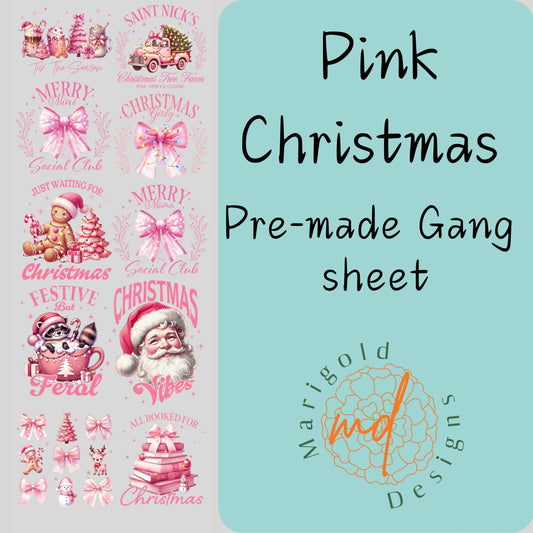 Pink Christmas Premade Gang Sheet