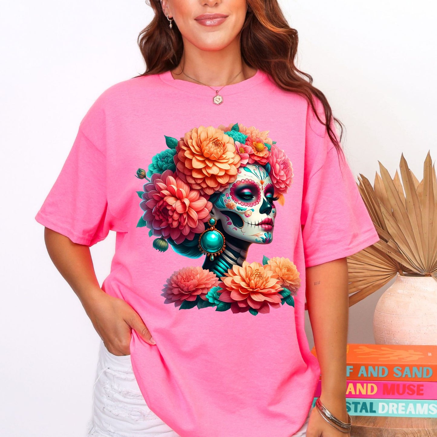 Floral Sugar Skull, Pastel Day of the Dead ArtDay of the Dead, Floral Sugar Skull & La Catrina Art, Day of the Dead, premade DTF gang sheet- 12 adult prints (Copy) (Copy)