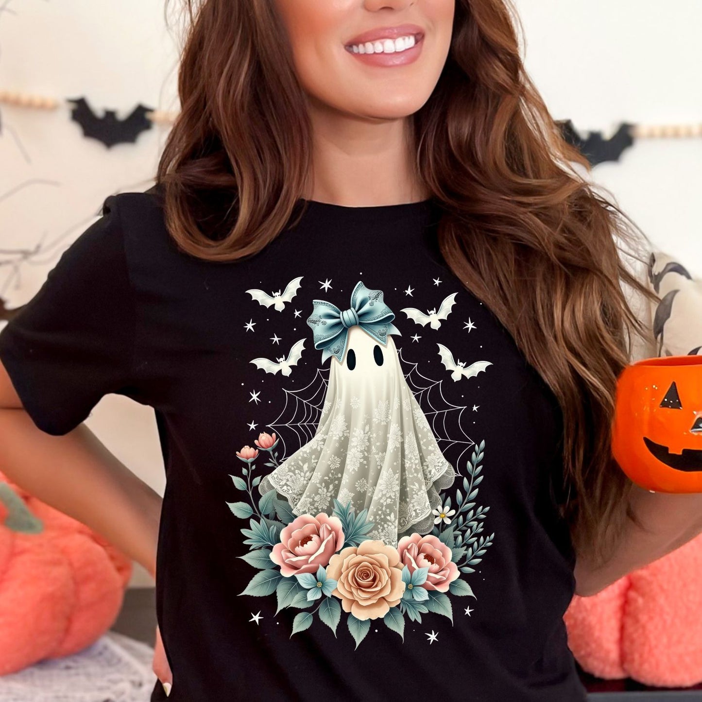 Halloween Lace Ghost Pastel DTF, Fall Ghost Lace Bow, Cute Boojee Halloween DTF, Cute Lace Ghost, Boo In Boojee, Halloween Boo Lace Bow,