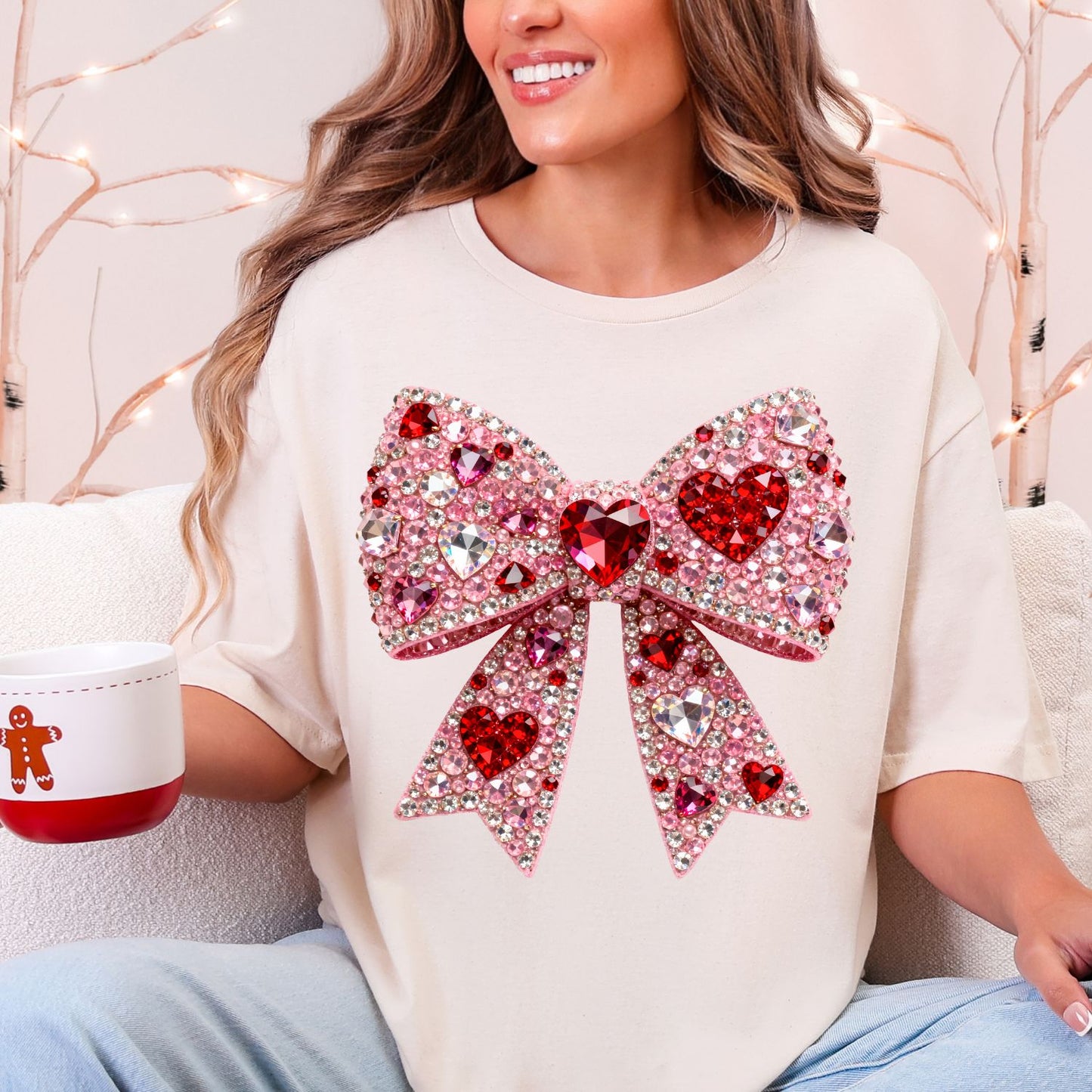 Faux Rhinestone Valentine's Day DTF Premade Gangsheet 6 Full Size Transfers