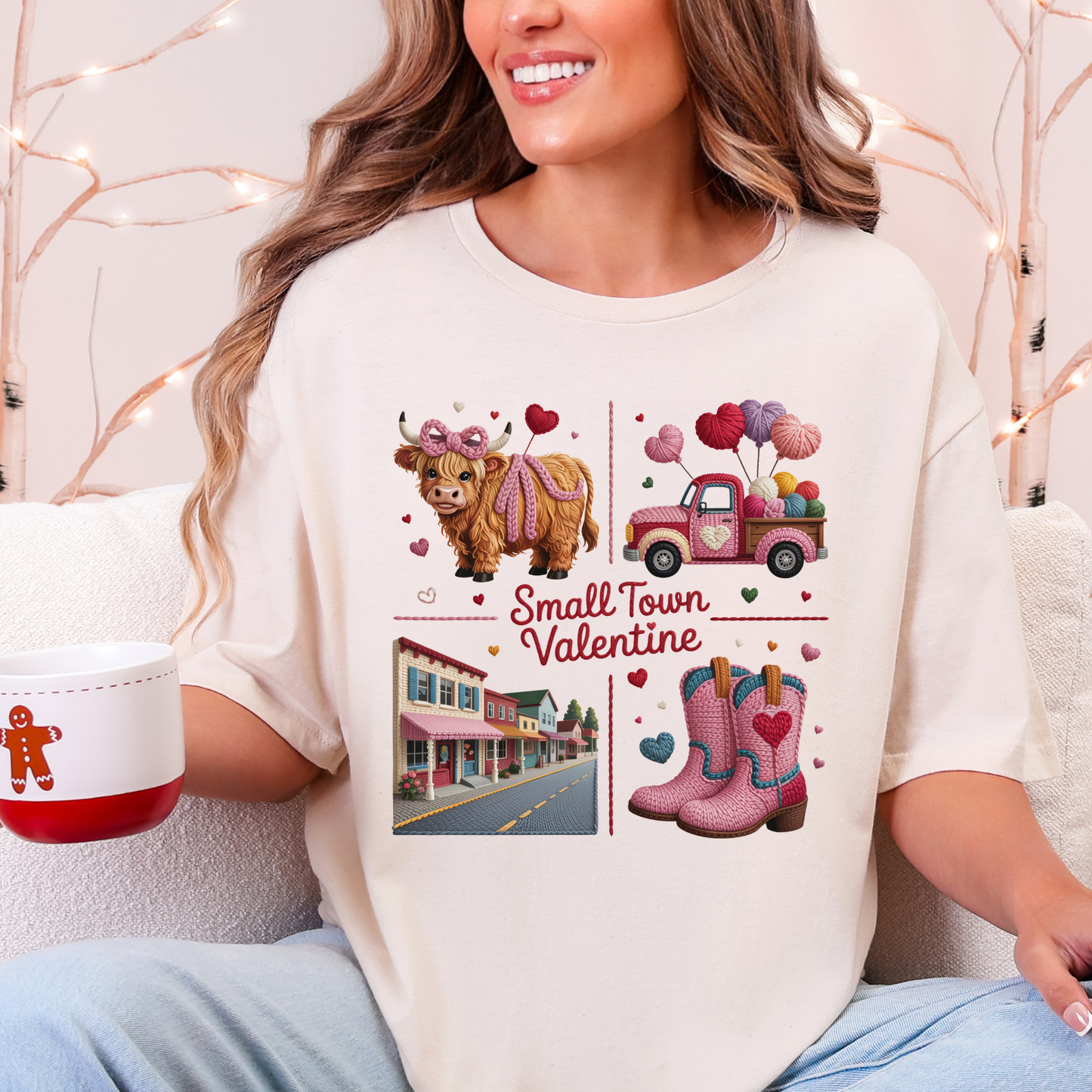 Faux Yarn Valentine Day 5 DTF Premade Gangsheet 6 Full Size Transfers