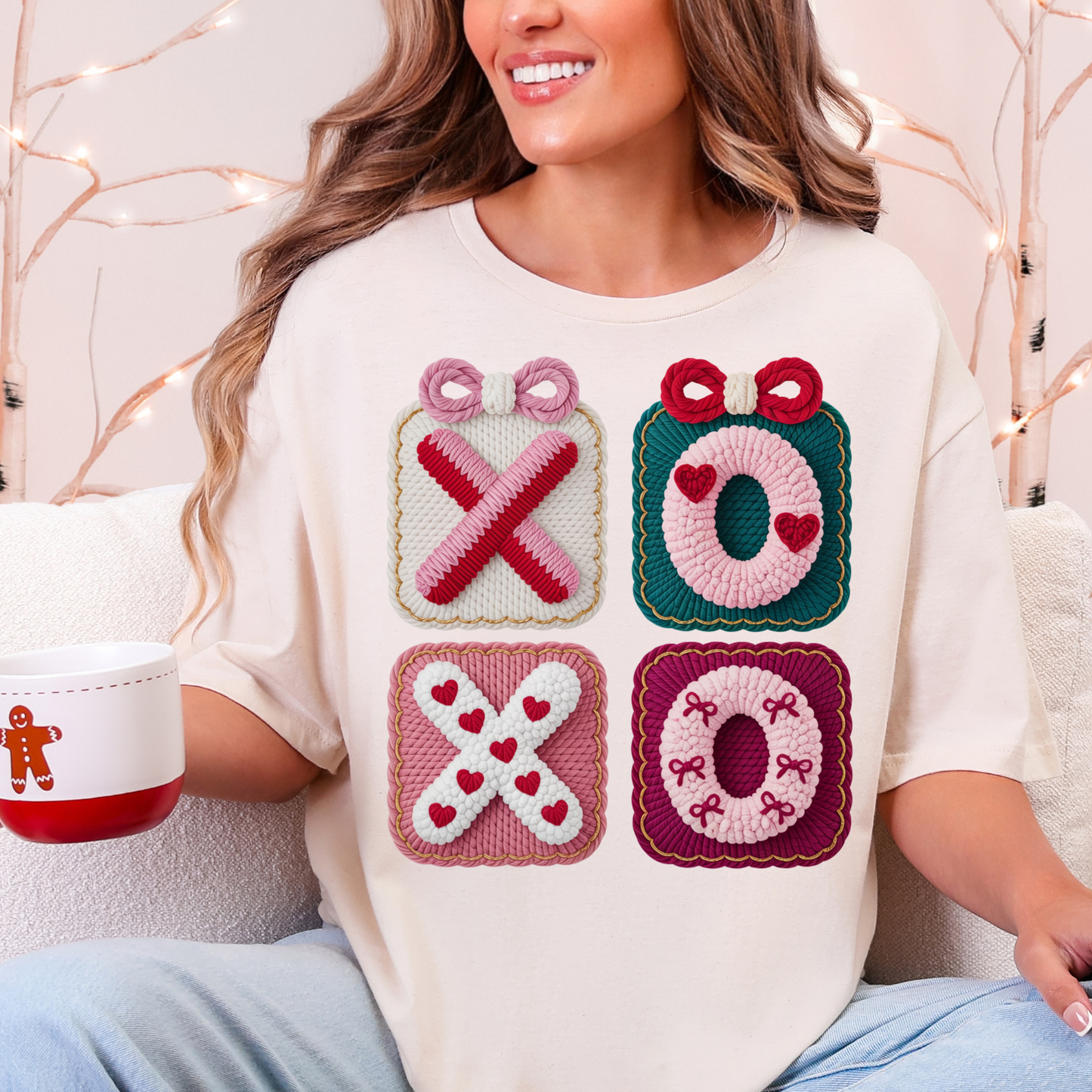 Faux Yarn Valentine Day 1 DTF Premade Gangsheet 6 Full Size Transfers