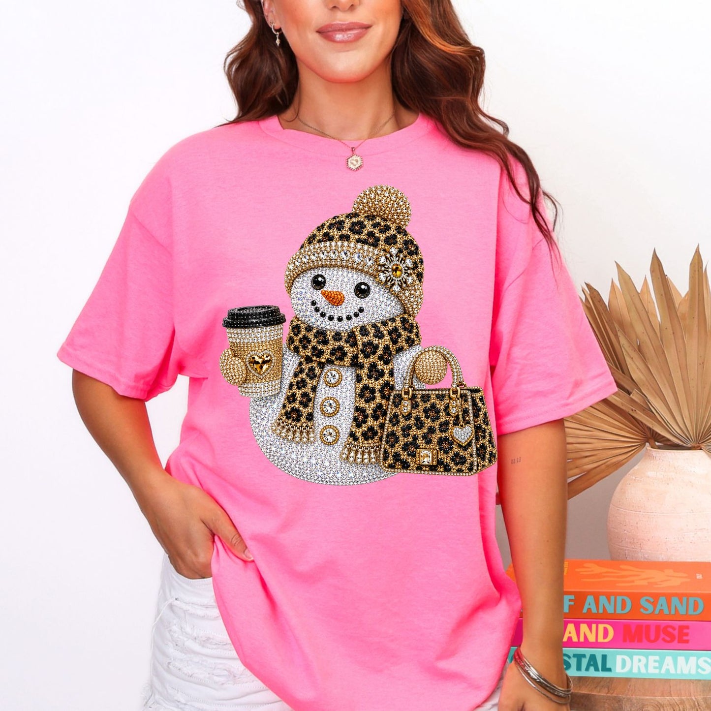 Rhinestone Leopard Christmas premade DTF gangsheet, Leopard Christmas